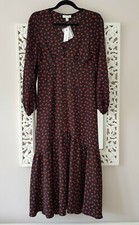 Topshop Black & Red Rose Midi