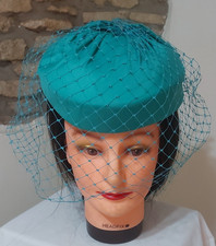 Vintage 80's Jade Pillbox Hat
