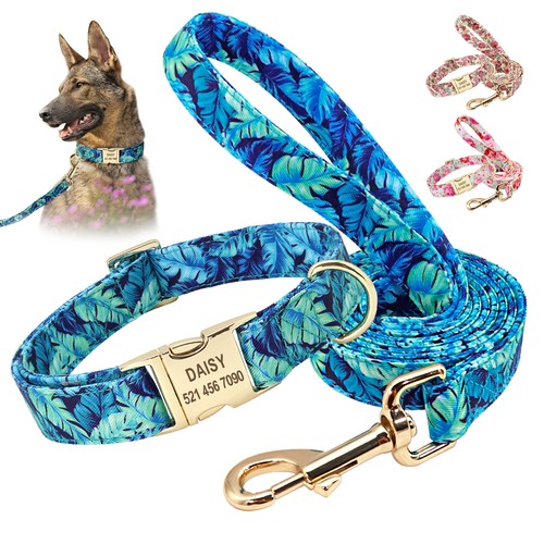 Floral personalised dog collar - floral,