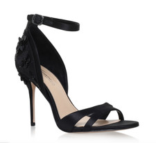 Vince Camuto Ricia Womens UK 6 EU 39 Black Satin High Heel Floral Sequin Sandals