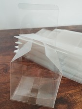 70x PET Cube Plastic Boxes Transparent Wedding Favour Sweet Cake Gift Box 8cm