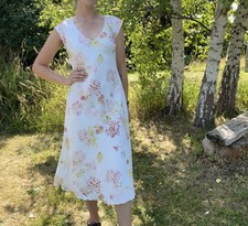 Vintage Size S 6 & 8 90s Linen Floral Summer Dress Patsy Seddon Phase Eight