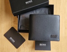 New Monist Men’s Hugo Boss Black Leather Wallet & Card Holder – Stylish Gift Set