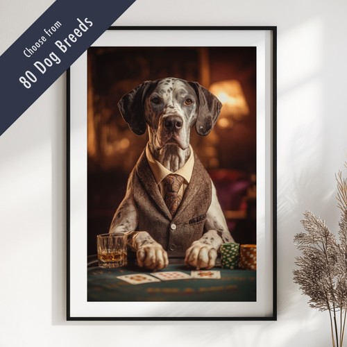 Funny dog playing poker - dog,