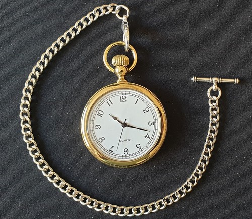 Pocket watch gold coloured fob - pocket,