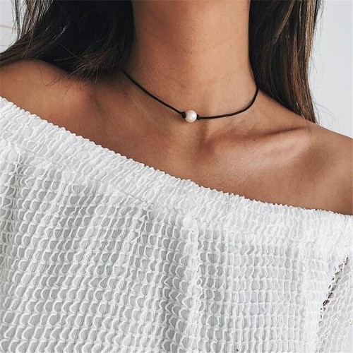 Elegant leather cord choker - cord,
