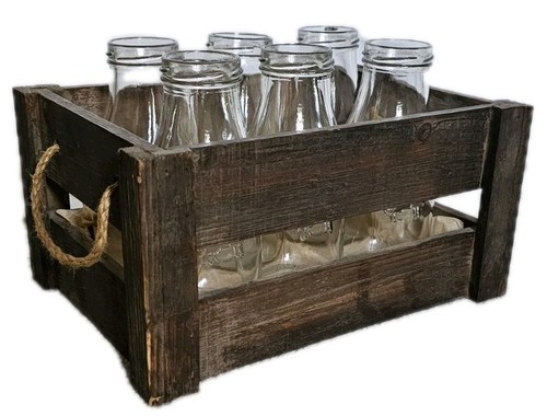 Vintage milk bottle set in - set,