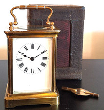 ANTIQUE CARRIAGE CLOCK DUVERDRY & BLOQUEL FRANCE BOXED & KEY.