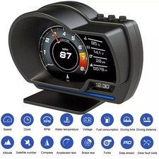 Car Head Up Display OBD2+GPS Smart Gauge Speed Warning HUD Turbo RPM Speedometer