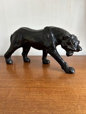 Vintage Libertys style aged leather Black Panther Sculpture