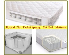 Hybrid Plus Pocket Sprung Cot Bed Mattress - Hypoallergenic Fabric Knitted Cover