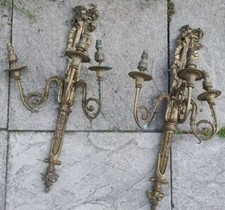 Pair French Empire Sconces Wall Light Candelabras Girondelles Ormulu C.1900