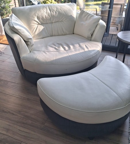 Rotating leather love chair - rotating,