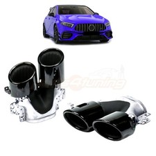 MERCEDES W177 V177 C118 GLA H247 GLB X247 BLACK EXHAUST TIPS DUAL ROUND