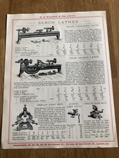 1917 w.h. willcox of london double sided print ! bench lathes & treadle lathes