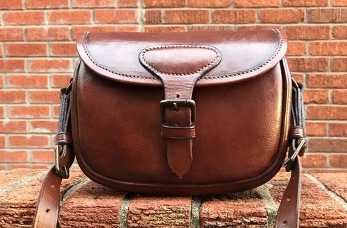 Leather cartridge shooting bag - leather,