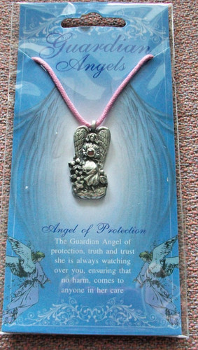 Guardian angel pewter pendant - angel,