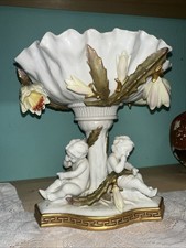 Large Moore Brothers Bros 3 Cherubs Centerpiece Compote Bowl circa 1890 12x11”