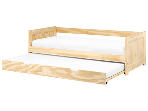 Wooden single trundle bed - wooden, eu