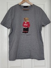 Authentic POLO Ralph Lauren Bear Grey Short Sleeve T-Shirt  Men’s  Large  (RL26)