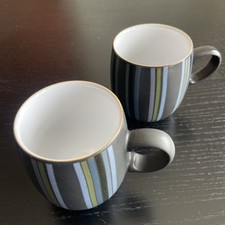 Denby Jet Black Stripes Mugs x