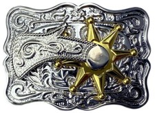Rotatable Cowboy Boot Spur Gold & Silver Plated Belt Buckle