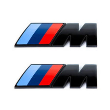 2x BMW M Sport Emblem Gloss Black Sticker Side Wing Fender Badge 45x15mm