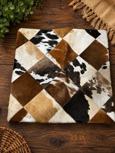 Cowhide leather cushion pillow - cowhide,