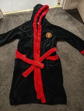 Boys Manchester United Dressing Gown Robe, Hooded, Age 9-10, Man Utd