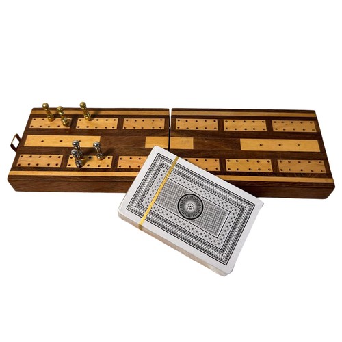 Folding wooden cribbage board - folding,