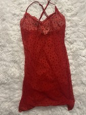 Red Mesh Sheer Heart Pattern