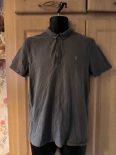 All Saints Brace Short Sleeve Polo Grey Size M