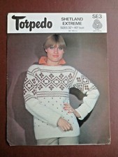  KNITTING PATTERN Womens Sweater Slash Neck 32 - 40" Torpedo Shetland Vintage