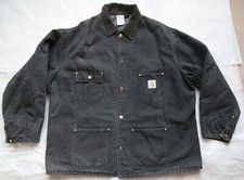 Vintage Union Made Carhartt Faded Black Chore / Barn Coat CB105 52 / XXL