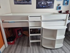 Single Cabin Bed Loft Bed High Sleeper Bed With Desk Drawers Shelves Wardrobe