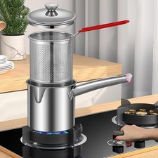 Stainless Steel Chip Pan Deep Cook Fryer Pot Frying Basket Kitchen Cookware