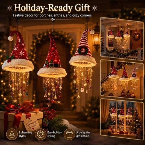 Warm led santa hat hanging - hat,