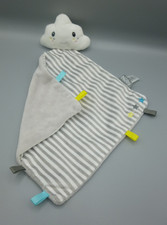 Nuby White Grey Cloud Striped Baby Comforter Soother Blankie Blanket Taggies