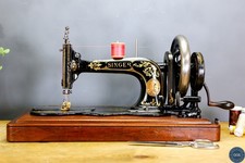 1889 Antique Victorian Singer 12k Fiddlebase Family Hand Sewing Machine + Case