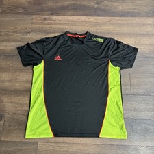 adidas Adi5 T Shirt XL Black Yellow Hi Viz Running Gym Shirt 