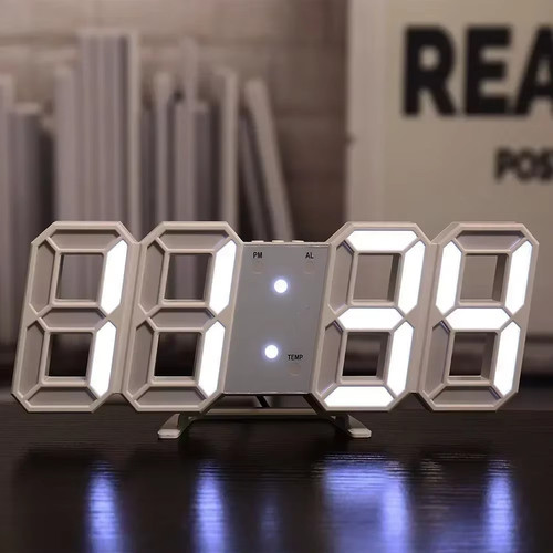 Led digital clock wall - 3d,