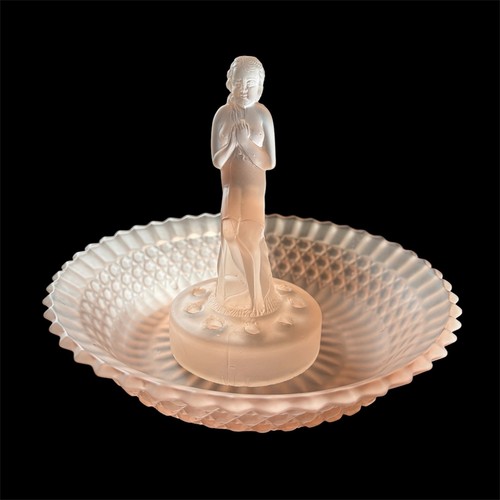 Art deco pink frosted sowerby - art,