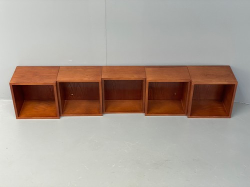 Floating teak cube shelving - teak,