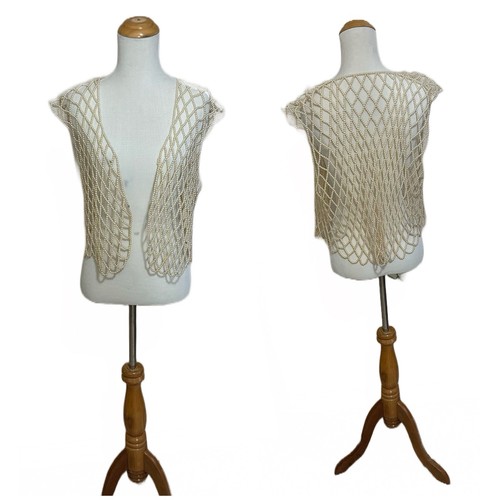 Vtg 80s faux pearl vest - faux, open