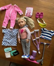 Our Generation Hospital Doll Martha 18” with footcast & crutches &extra clothes 