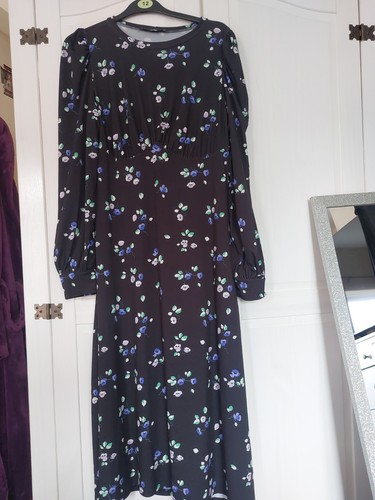 Oasis black floral midi dress - midi,