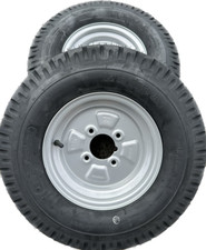 A Pair of 500 x 10 inch Trailer Wheels and Tyres with 4 ply tyre and 4 inch PCD