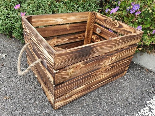 Burnt wood crate - wood,