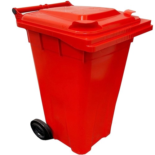 Red wheelie bin 240l - wheelie, large