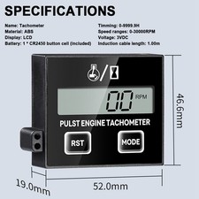 Digital Tachometer 100-30000RPM LCD Display Small Digital Engine Tachometer For
